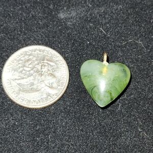 New Old Stock Vintage Handcrafted Carved Green Jade "Heart" Pendant